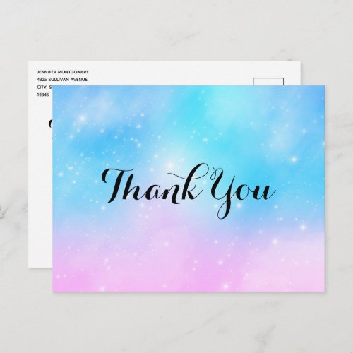 Pink and Blue Pastel Gradient Sky Thank You Postcard