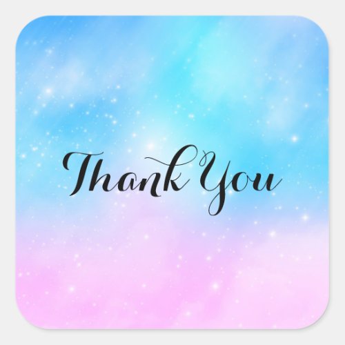 Pink and Blue Pastel Gradient Sky Thank You Square Sticker