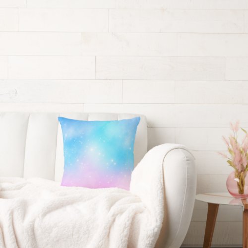 Pink and Blue Pastel Gradient Sky Throw Pillow