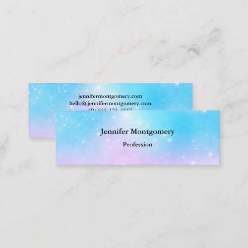 Pink and Blue Pastel Gradient Sky with Stars Mini Business Card