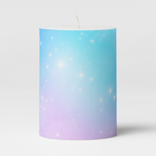 Pink and Blue Pastel Gradient Sky with Stars Pillar Candle