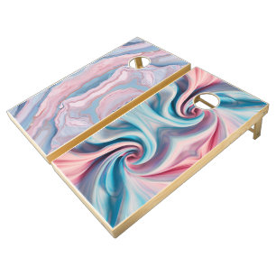 Pink and Blue Pastel Marble Cornhole Set