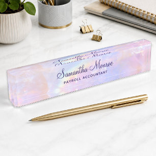 Pink and Blue Pastel Quartz Desk Name Plate