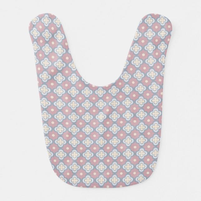 Pink and Blue Pattern Baby Bib (Front)