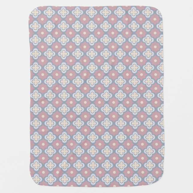 Pink and Blue Pattern Baby Blanket (Front)