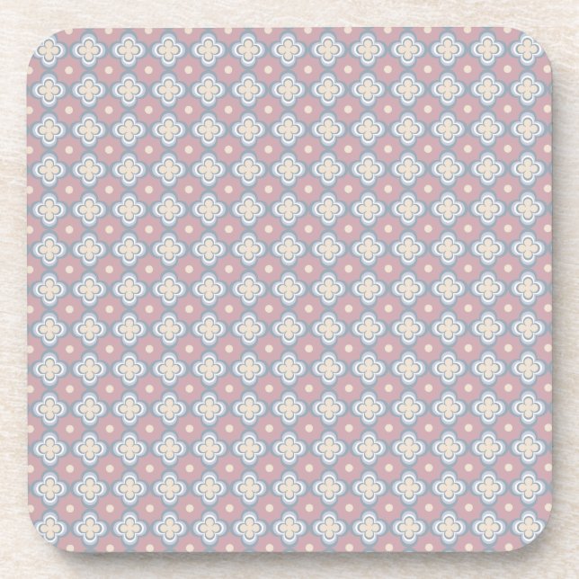 Pink and Blue Pattern Beverage Coaster (Front)