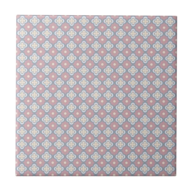 Pink and Blue Pattern Ceramic Tile (Front)