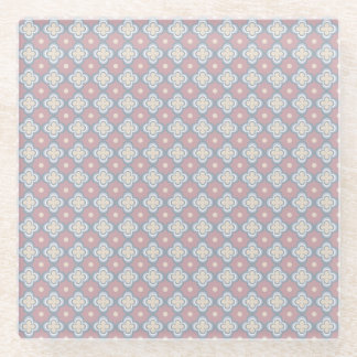 Pink and Blue Pattern Glass Coaster
