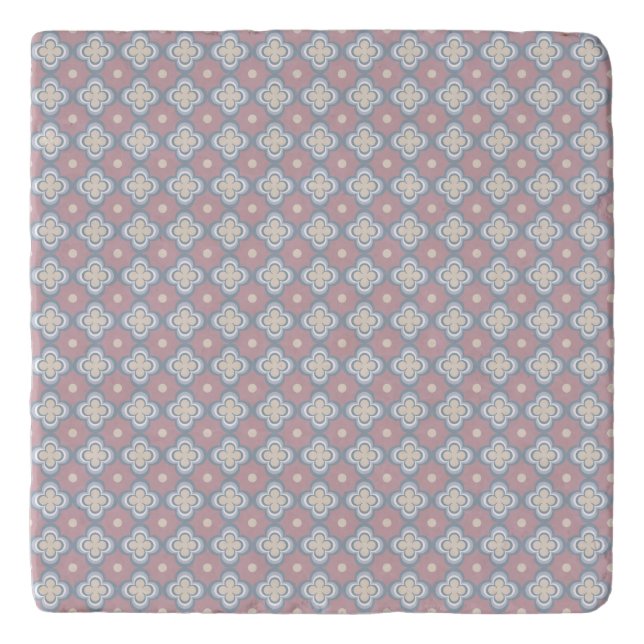 Pink and Blue Pattern Trivet (Front)