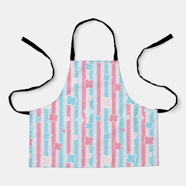 Pink And Blue Patterned Font Circles Design Apron (Front)
