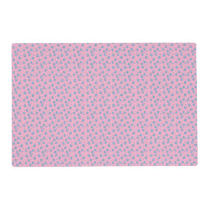 Pink and Blue Paws Pet Laminated Bowl Mat