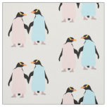 Pink and blue Penguins holding hands. Fabric