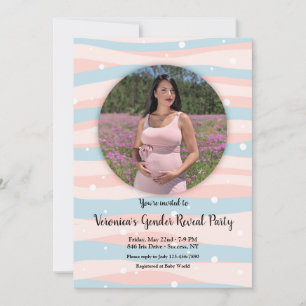 Pink and Blue Photo Gender Reveal Party Invitation