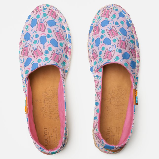 Pink and Blue Pickleball Pattern Espadrilles (Front)
