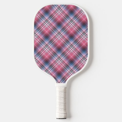 Pink And Blue Plaid Pickleball Paddle