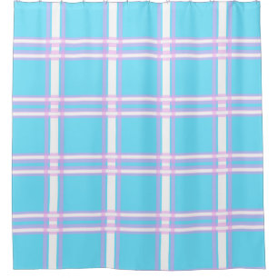Pink and blue Plaid Shower Curtain
