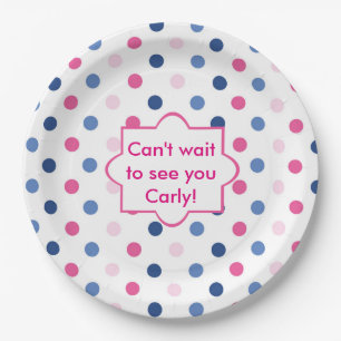 Pink and Blue Polka Dots Baby Shower Paper Plates