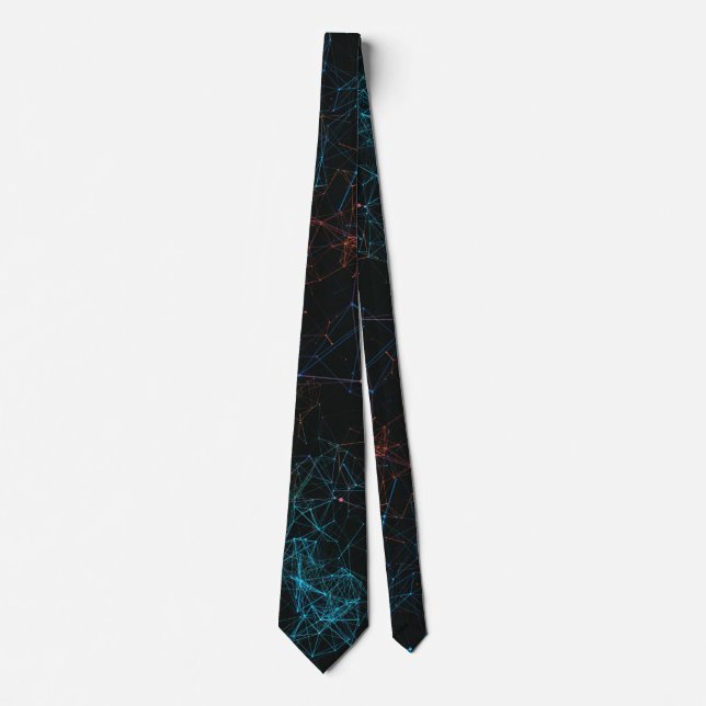 Pink And Blue Polygonal Pattern Neck Tie (Front)