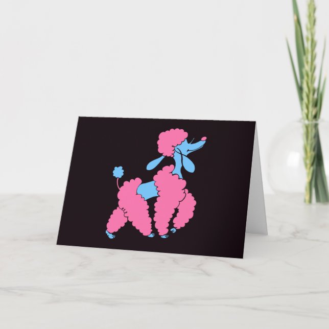 Pink and Blue Poodle Card (Front)