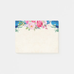 Pink and Blue Pretty Flowers Post-it Notes