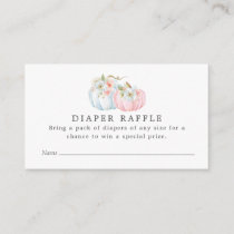 Pink and Blue Pumpkin Gender Reveal Diaper Raffle Enclosure Card