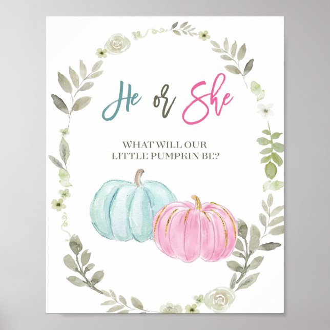 Pink and Blue Pumpkin Voting Board Poster (Front)