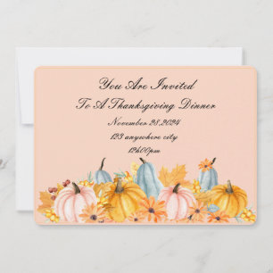 Pink and Blue pumpkins thanksgiving invitation 