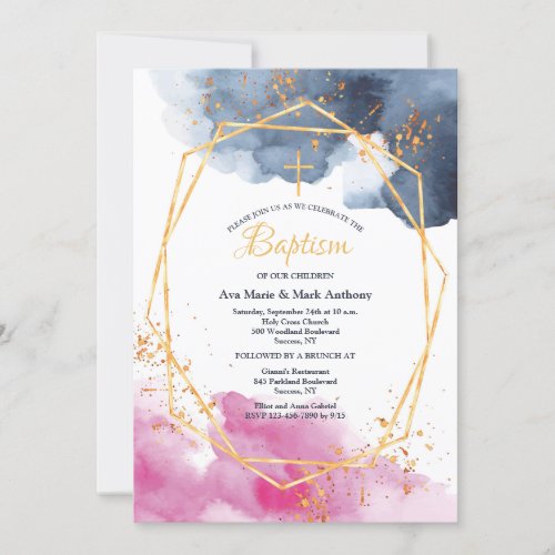 Pink and Blue Religious Invitation