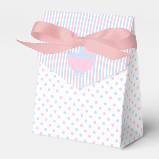 Pink and Blue Reveal Baby Shower Favor Boxes (Front Side)