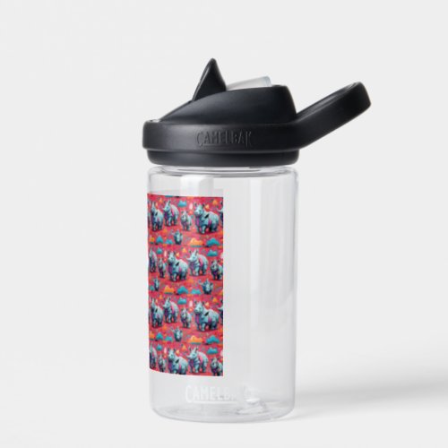pink and blue rhino Water Bottle