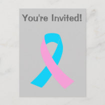 Pink and Blue Ribbon Awareness Invitation Postcard