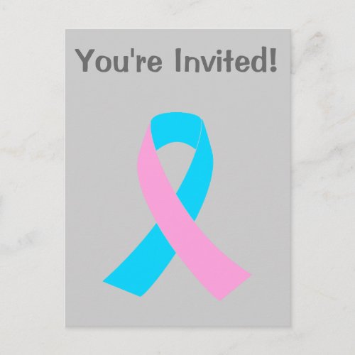 Pink and Blue Ribbon Awareness Invitation Postcard