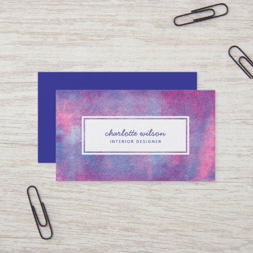 Pink and Blue Rolled Ink Modern Business Card