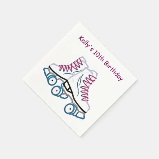 Pink and Blue Roller Skate Paper Napkins Zazzle