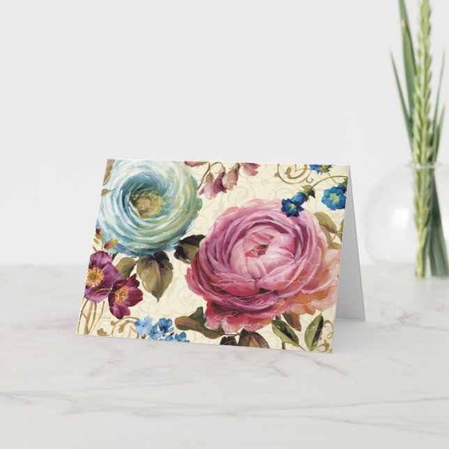 Pink and Blue Rose Card (Front)