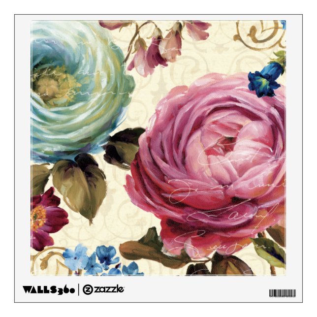 Pink and Blue Rose Wall Sticker (Front)