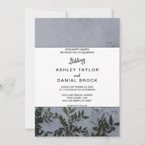 Pink and blue roses botanical floral Wedding Invit Invitation