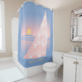 Pink and Blue Sail Away Shower Curtain