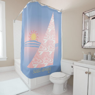 Pink and Blue Sail Away Shower Curtain