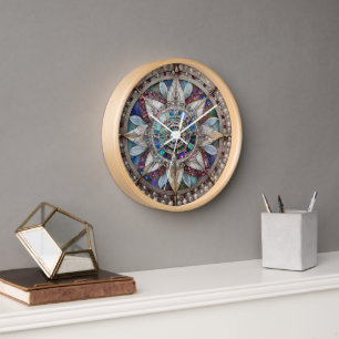 Pink and Blue Sapphires Diamonds Pearls Mandala Clock