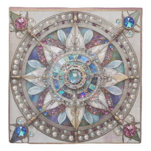 Pink and Blue Sapphires Diamonds Pearls Mandala Duvet Cover