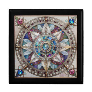 Pink and Blue Sapphires Diamonds Pearls Mandala Gift Box