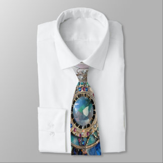 Pink and Blue Sapphires Diamonds Pearls Mandala Neck Tie