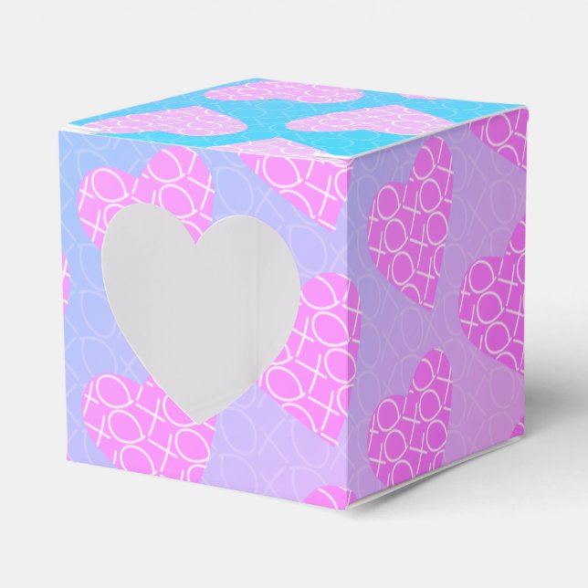 Pink and Blue Scribble Hearts Valentines Day    Favor Boxes (Front Side)