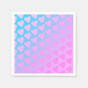 Pink and Blue Scribble Hearts Valentines Day Party Napkins