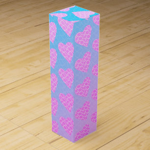 Pink and Blue Scribble Hearts Valentines Day Wine Box