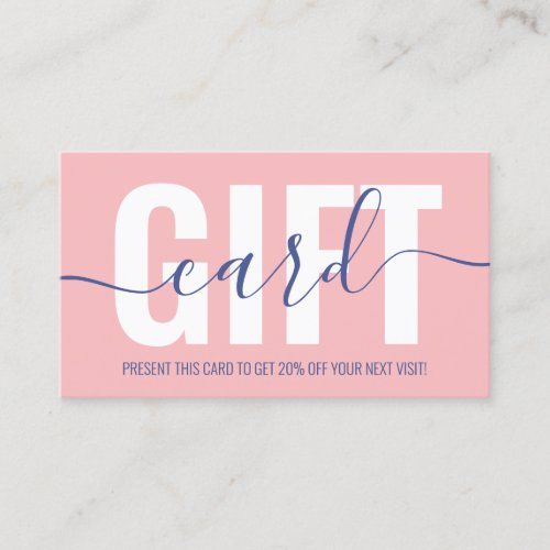 Pink and blue script loyalty gift card hair salon