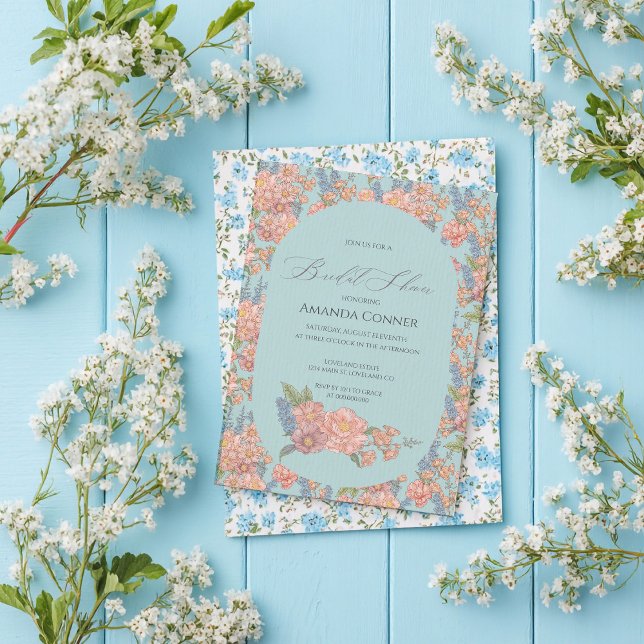 Pink and blue shabby chic Bridal Shower Invitation (Creator Uploaded)