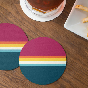 Pink and Blue Shades Stripe Coaster Set