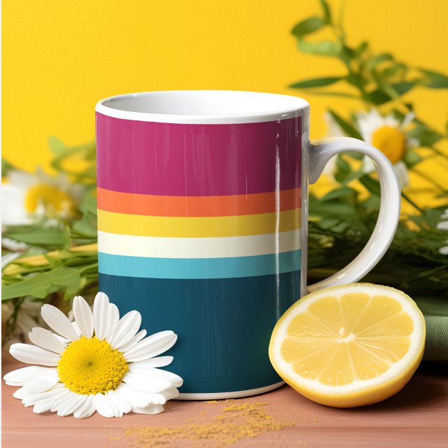 Pink and Blue Shades Stripe Coffee Mug (Mugs and cups)
